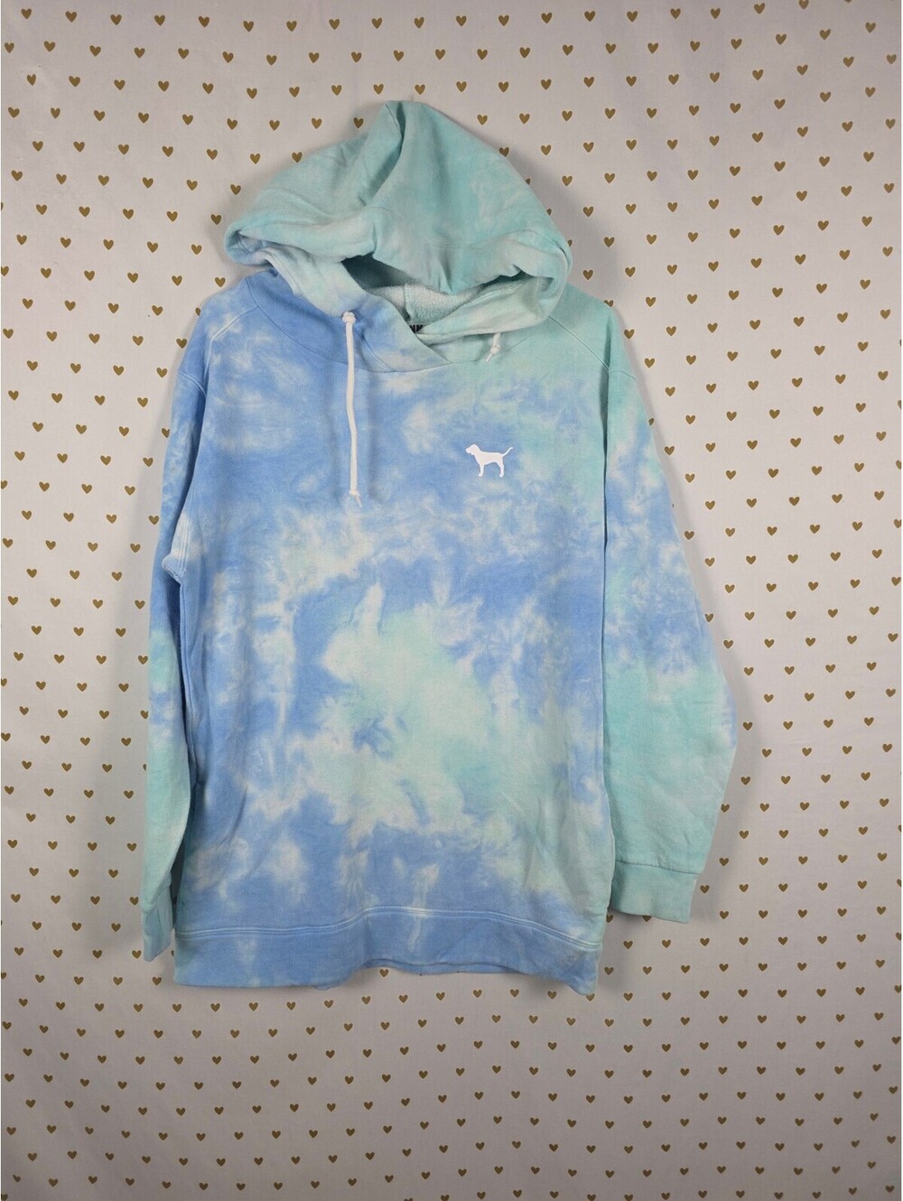 Victorias Secret Pink Long Tye Dye Hooded Sweater Pockets Pullover XS oversized